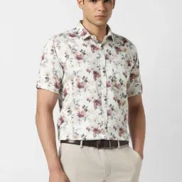 Van Heusen White Slim Fit Floral Casual Shirt-picture-24