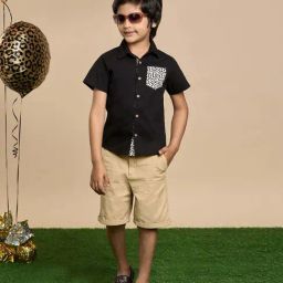 Lil Drama Kids Black Printed Regular Fit Shirt-image-51