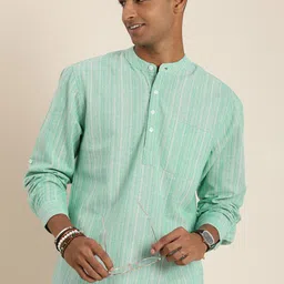 Taavi Embellished Woven Legacy Pure Cotton Kurta With Sheen Detail-picture-17