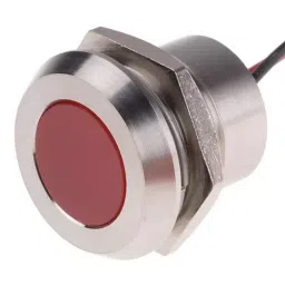 RS PRO Red Panel Mount Indicator 220V AC, Mounting Hole Size 22 mm, Termination Type Lead Wires, IP Rating IP67, Model No 1232426-34