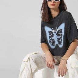 Only Black Cotton Graphic Print Oversized T-Shirt-image-10