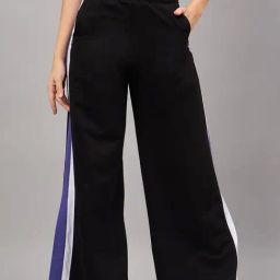 FEMEA Black Cotton Blend Solid Trackpants-picture-12