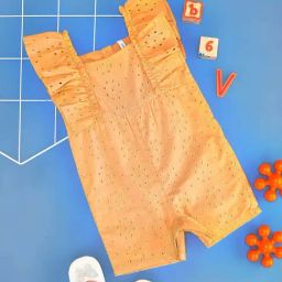 Pantaloons Baby Kids Canteloupe Cotton Textured Pattern Dungaree-image-8