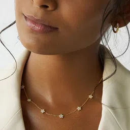 Elinor Jewels 18K Gold Plated Stainless Steel Cubic Zirconia Studded Necklace-picture-22