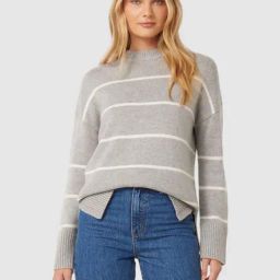 Forever New Grey Stripes Full Sleeves Jumper-30