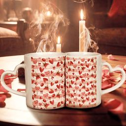 KOLOROBIA White & Red 2 Pieces Printed Ceramic Mugs 300ml-13