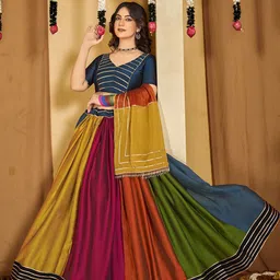 KALINI Embroidered Thread Work Semi-Stitched Lehenga & Unstitched Blouse With Dupatta-picture-53