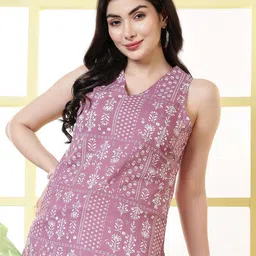 KALAMIR Women Purple Floral Printed Cotton Top-picture-33