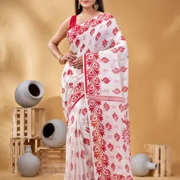 DESH BIDESH Ethnic Motifs Printed Pure Cotton Muga Saree-image-26
