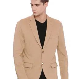 Basics Khaki Notched Lapel Blazer-image-14