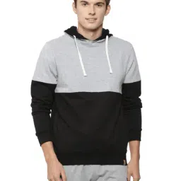 Campus Sutra Grey & Black Full Sleeves Hooded Sweatshirt-image-47