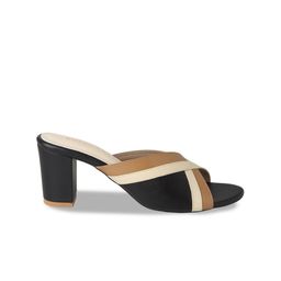 CHAAL CHALAN Colourblocked PU Work Block Mules image 4