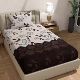 BLUEDOT Coffee Brown & Beige 210 TC King Bedsheet with 1 Pillow Covers-image-44