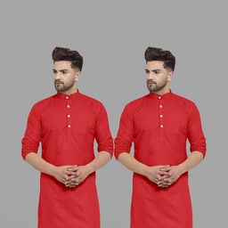 VS MALL Men Red Kurtas-image-123