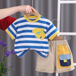 POP STREET KIDS Boys Striped T-shirt With Shorts-image-80