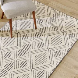 Home Centre Savanna Off White & Grey Geometric Printed Carpet-4