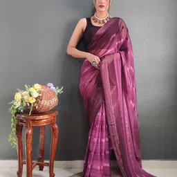 KALINI Pure Chiffon Leheriya Zari Ready to Wear Jamdani Saree-image-93