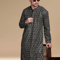 Sanwara Men Geometric Embroidered Sequinned Kurta-image-74