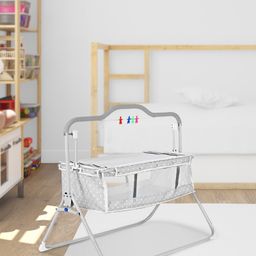 SafeChamp Sweetie Pie Baby Crib Bassinet Cot Swing Cradle Pink Bassinet And Toy  - Grey-21