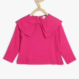 Chuppan Chupai Full Sleeves Bow Applique & Cape Detail Solid Top - Pink-picture-9