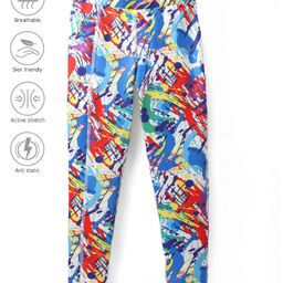 Pine Active Knit Full Length Super Stretch Leggings With Abstract Print - Multicolor-picture-0