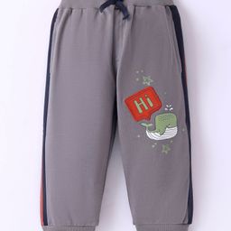 Mini Taurus Cotton Knit Full Length Lounge Pant with Whale Print - Ash Grey-image-75