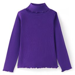 Honeyhap Premium Cotton Elastane Full Sleeves Solid Colour Top with Bio Finish - Pansy Violet-image-28