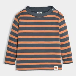 Mi Arcus 100% Cotton Striped Tee -  Grey & Brown-picture-4