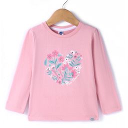 Teddy Sinker Knit Tops Full Sleeves T-Shirt with Floral Print - Pink-image-81