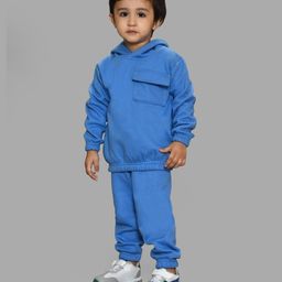 Mi Arcus Full Sleeves Solid Hooded Sweatshirt With Coordinating Pajama Set - Blue-image-109
