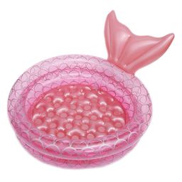 SYGA Inflatable Mermaid Bath Tub for Kids PVC Thickened Swimming Pool with Mermaid Tail Design for Indoor & Outdoor Use (120cm)-19