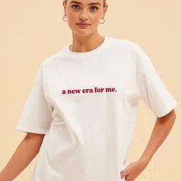 StyleCast Typography Printed Oversized Cotton T-shirt-84