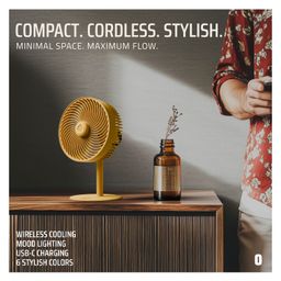 housegoods House Goods Flow Rechargeable Cordless Table Fan With Led Light & Remote Control, Lemonade image 2