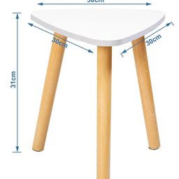 tarkan labs TARKAN SMALL MODERN WOODEN END TABLE , WHITE  30CM, TRIANGLE image 3
