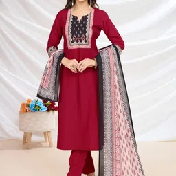 MOJILAA Women Ethnic Motifs Printed Regular Beads and Stones Kurta with Trousers & With Dupatta-picture-50