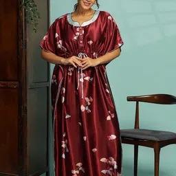 9shines Label Printed Maxi Nightdress-image-100
