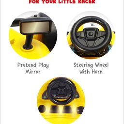 Babyhug F1 Little Racer Foldable Activity Walker with Adjustable Height|Music & Lights|Steering Wheel with Comfy Seat & Push Handle -Yellow image 5
