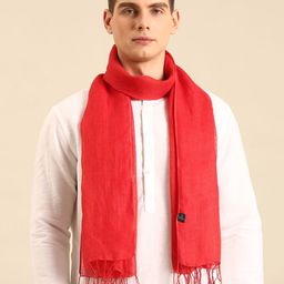 Linen Club Unisex Solid Red Stole-35