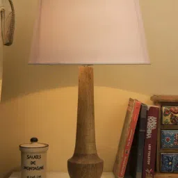 Homesake Natural Wood Classic Cubist Table Lamp with White Drum Shade (Bulb Included) - Set of 1-18