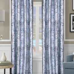 Romee Blue Polyester Floral Curtains and Sheers-45