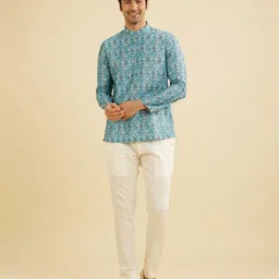Manyavar Ethnic Motifs Printed Mandarin Collar Straight Short Kurta-image-48