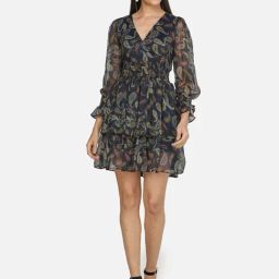 Scorpius Navy Printed Fit & Flare Dress-83