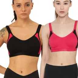 Lady Lyka Multicolor Non Wired Non Padded Sports Bra (Pack of 2)-image-16