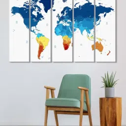 999Store Blue & White World Map Art 5 Frame MDF Paintings-45