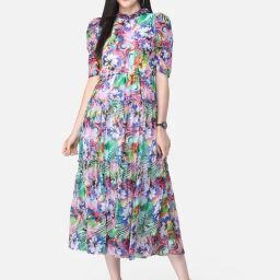 Scorpius Multicolor Floral Print Midi Dress-image-5