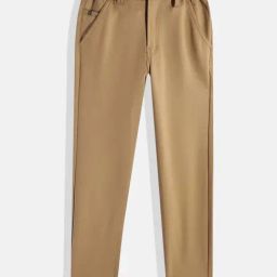Cavio Boys Khaki Lycra Blend Solid Regular Fit Trousers With Belt-image-29