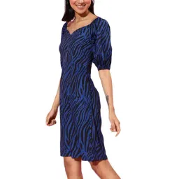 Sera Blue Animal Printed A-Line Dress-image-22