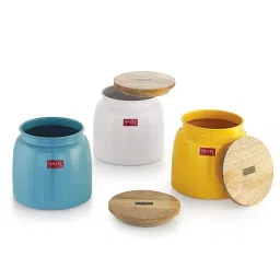 HAZEL Multicolor Galvanized metal Storage Container with Lid - Set of 3 image 3