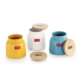 HAZEL Multicolor Galvanized metal Storage Container with Lid - Set of 3 image 3