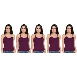 Dollar Missy Wine Cotton Camisole (Pack of 5)-image-38
